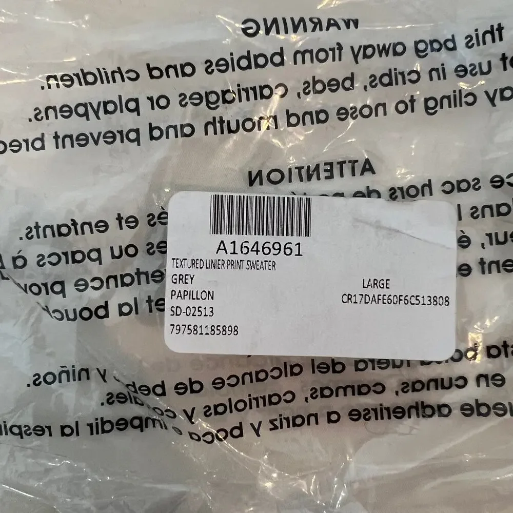 NEW Papillon Textured Liner Print Sweater Dress Grey Size Large - Picture 11 of 16